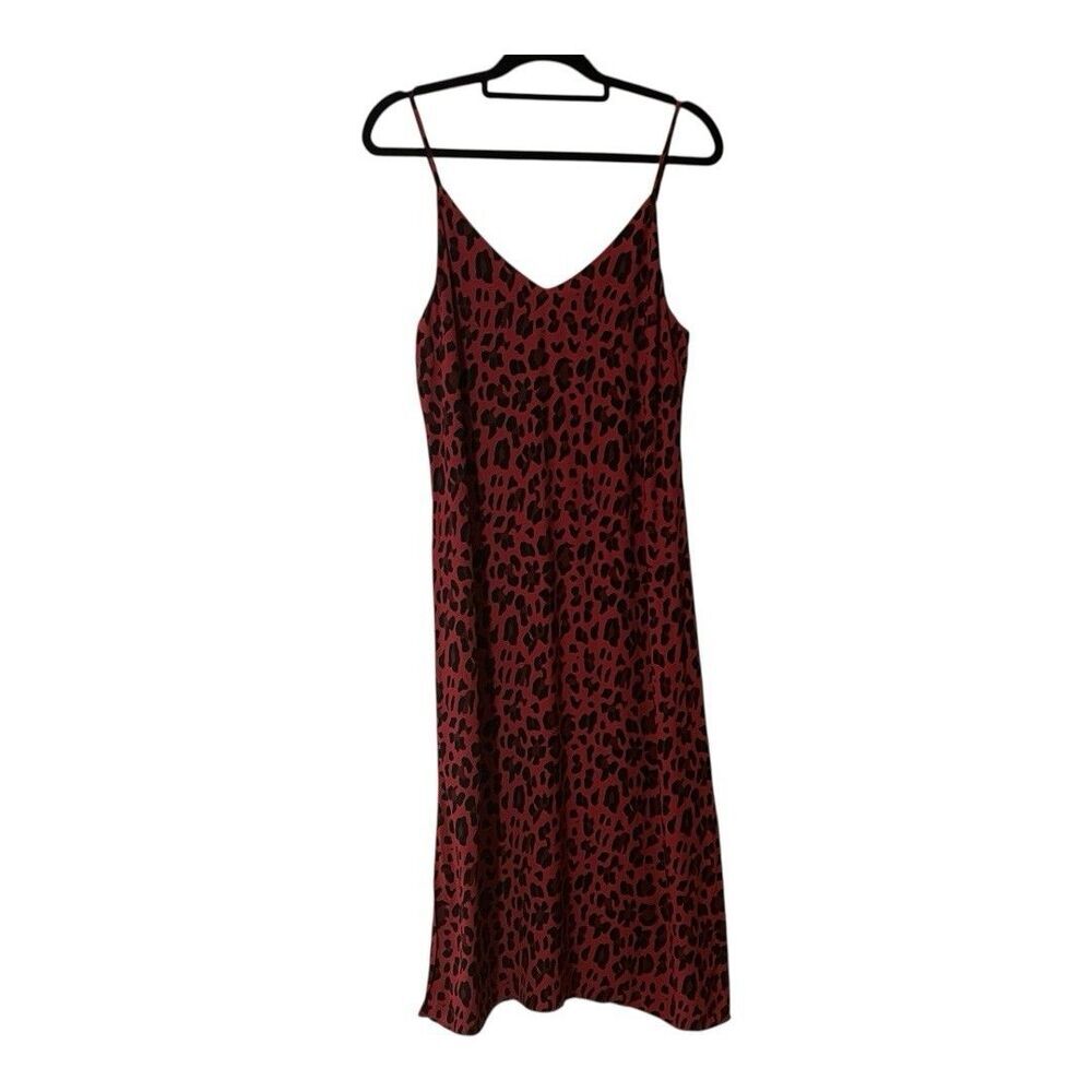 Rails Womens Size Medium Red Leopard Animal Print Yara Midi Slip Dress